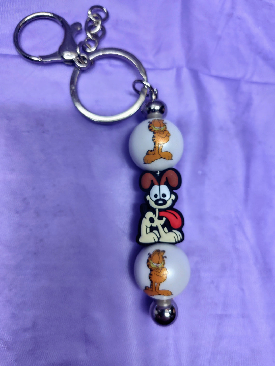 Odie & Garfield Beaded Keychain