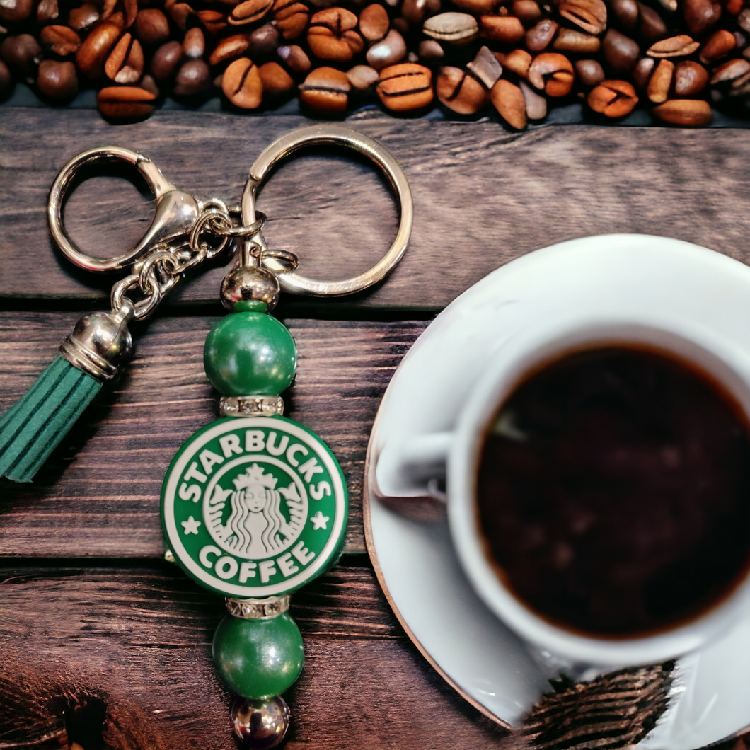 Coffee Beaded Keychain
