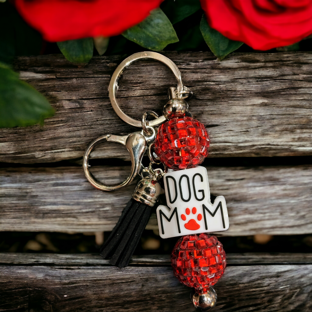 Dog Mom Beaded Keychain