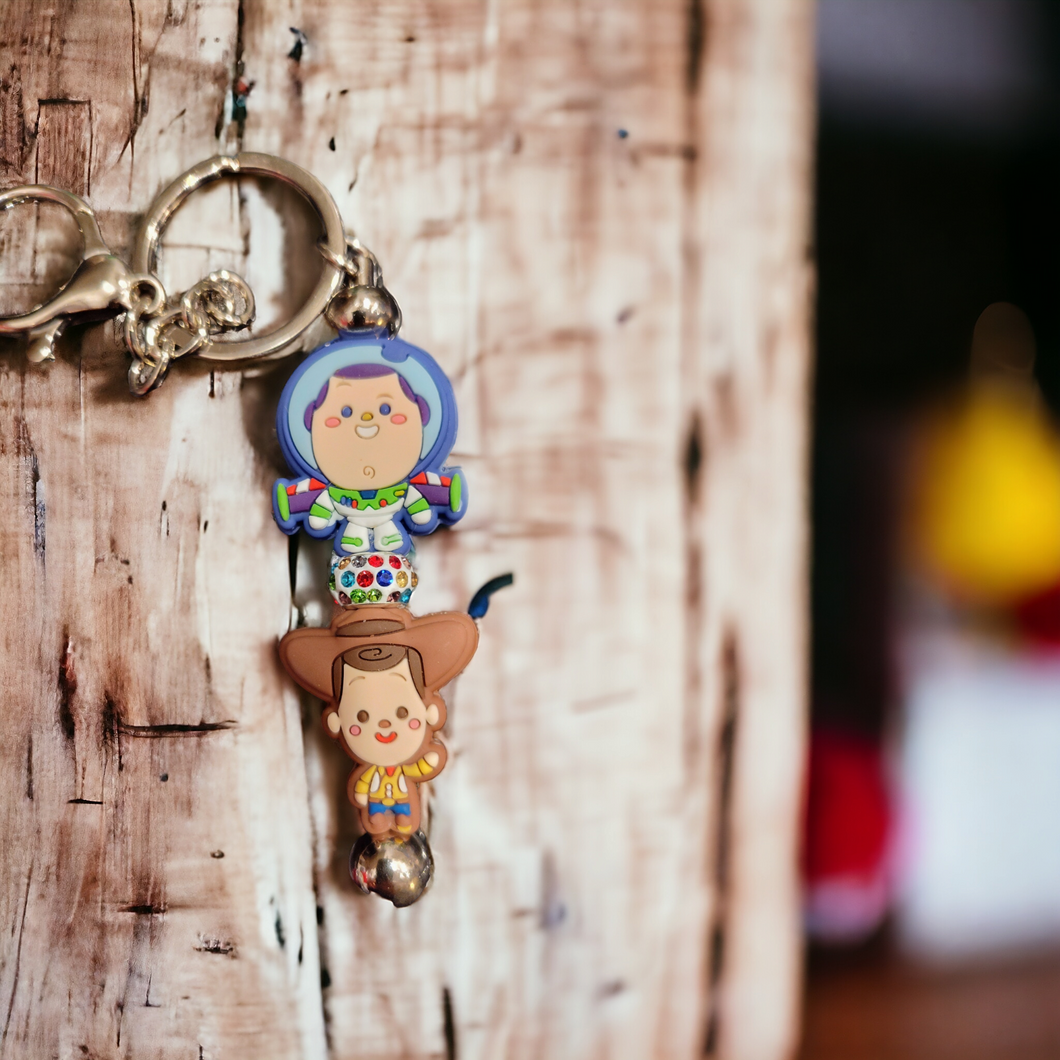 Buzzzzz and Woooody Beaded Keychain