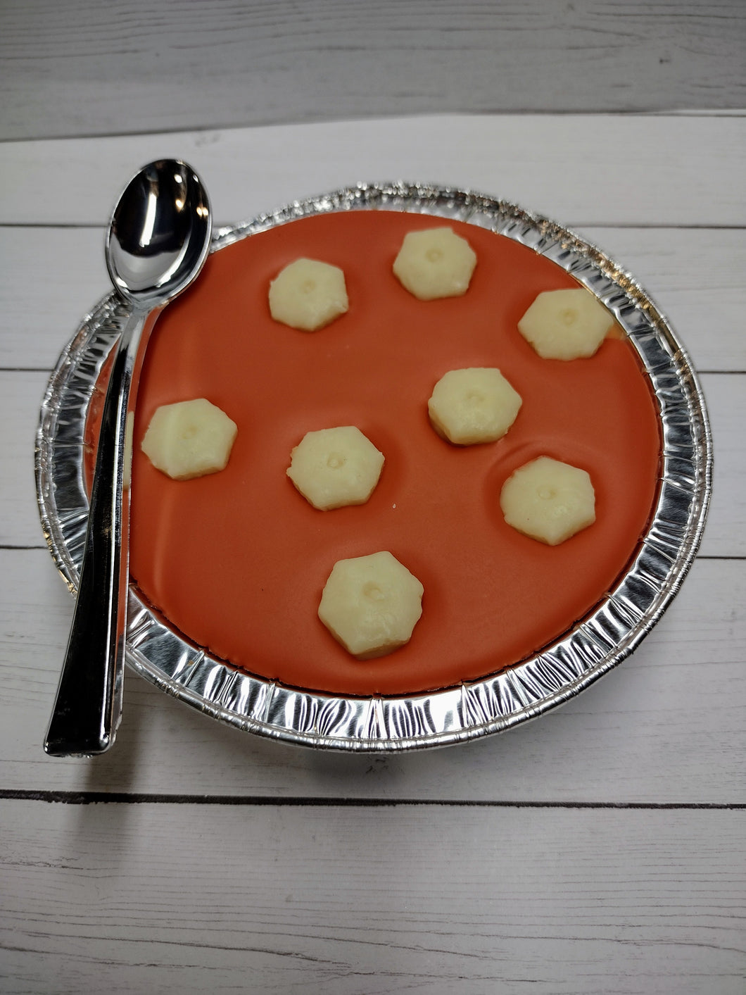 wax tart, wax souffle, wax melts, tomato soup, soy blended wax, fake food, food shape